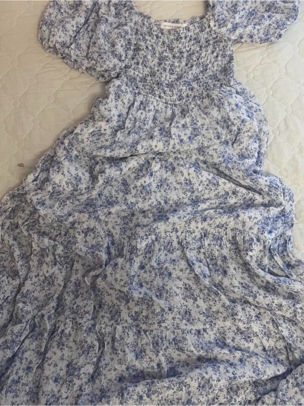 Altar'd State Light Blue and White Smocked Dress